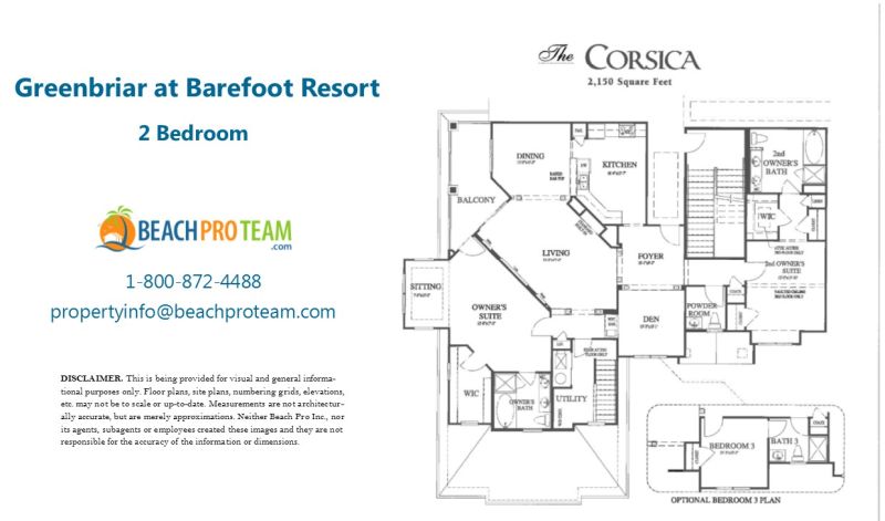 Barefoot Resort - Greenbriar Corsica Floor Plan - 2 Bedroom